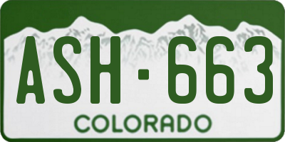 CO license plate ASH663