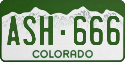 CO license plate ASH666