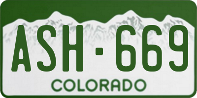 CO license plate ASH669
