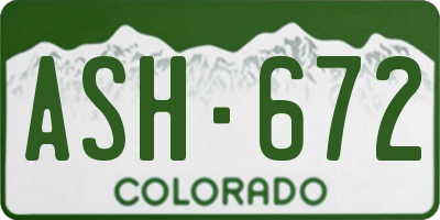 CO license plate ASH672