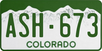CO license plate ASH673