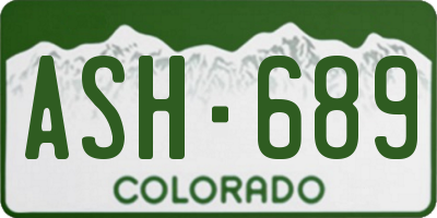 CO license plate ASH689