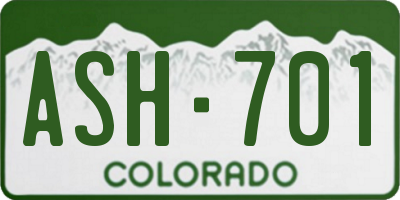 CO license plate ASH701
