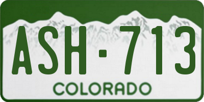 CO license plate ASH713