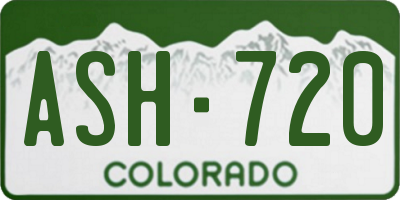 CO license plate ASH720