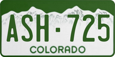 CO license plate ASH725