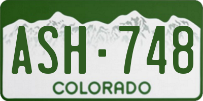 CO license plate ASH748