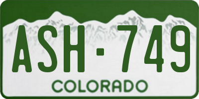 CO license plate ASH749