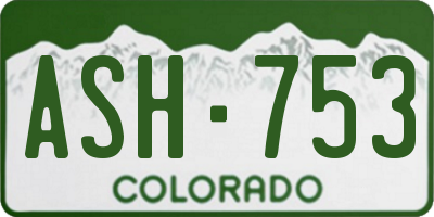 CO license plate ASH753