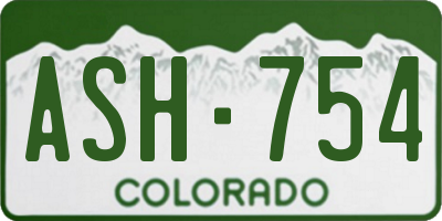 CO license plate ASH754