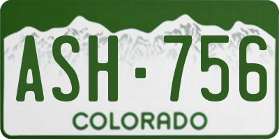 CO license plate ASH756