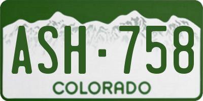 CO license plate ASH758