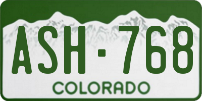 CO license plate ASH768