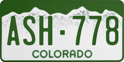 CO license plate ASH778