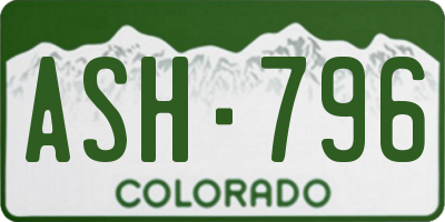 CO license plate ASH796