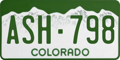 CO license plate ASH798