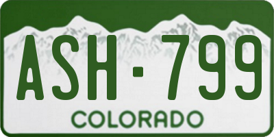 CO license plate ASH799