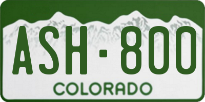 CO license plate ASH800