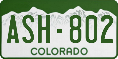 CO license plate ASH802