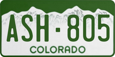 CO license plate ASH805