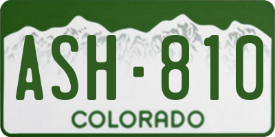 CO license plate ASH810