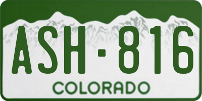 CO license plate ASH816