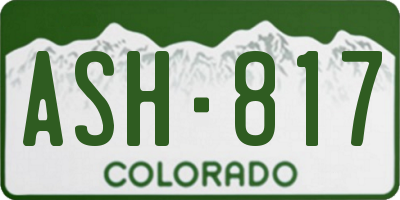 CO license plate ASH817