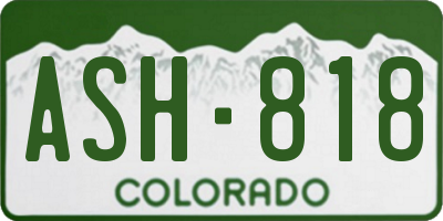 CO license plate ASH818