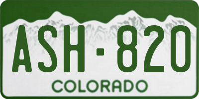 CO license plate ASH820
