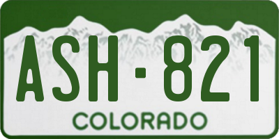 CO license plate ASH821