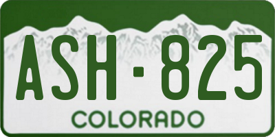 CO license plate ASH825