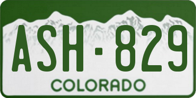 CO license plate ASH829