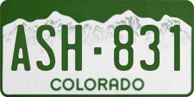 CO license plate ASH831