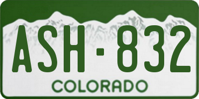 CO license plate ASH832