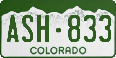 CO license plate ASH833