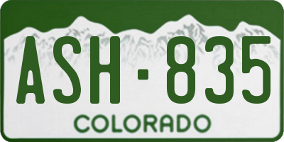 CO license plate ASH835