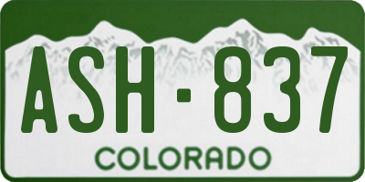 CO license plate ASH837
