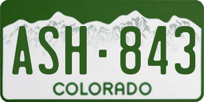 CO license plate ASH843