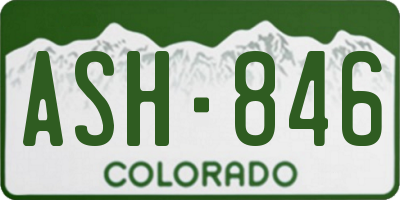 CO license plate ASH846