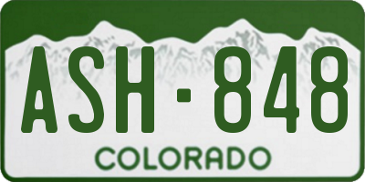 CO license plate ASH848