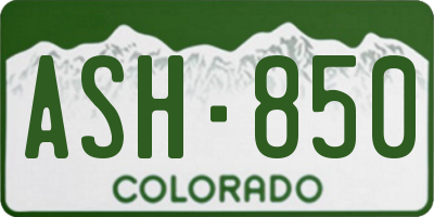 CO license plate ASH850