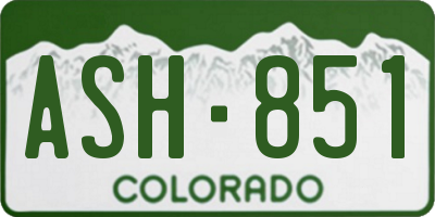 CO license plate ASH851