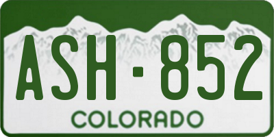 CO license plate ASH852