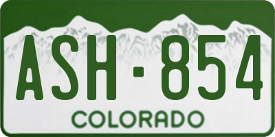 CO license plate ASH854