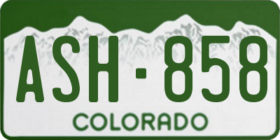 CO license plate ASH858