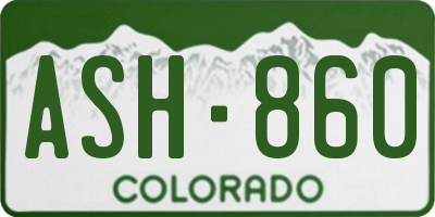 CO license plate ASH860