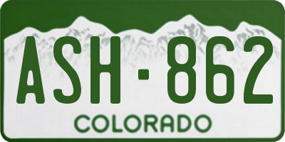CO license plate ASH862