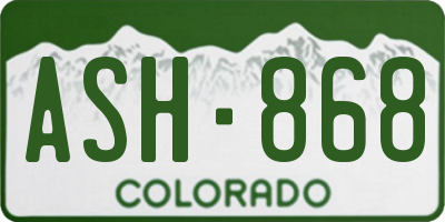 CO license plate ASH868