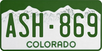 CO license plate ASH869