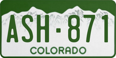 CO license plate ASH871